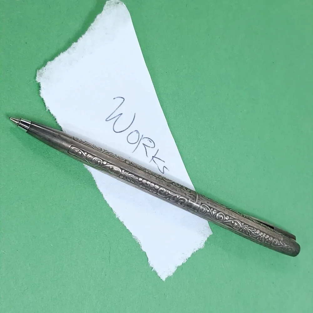 Vintage Sheaffer‎ Sterling Silver pen grapes leaves vines White Dot Ballpoint